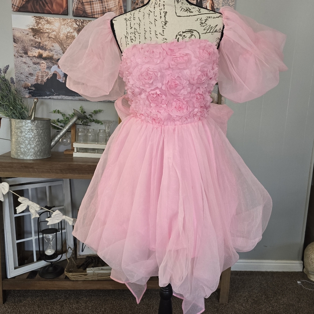Elegant Pink Floral Mini Dress